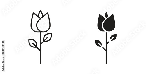 Flower tulip icons. thin line and glyph vector icons pack on white background