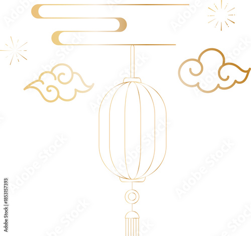Chinese Cloud And Lantern Decorative Line