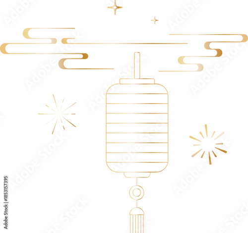Chinese Cloud Line Ornament With Lantern
