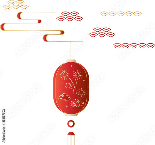Chinese Cloud Line Ornament With Lantern
