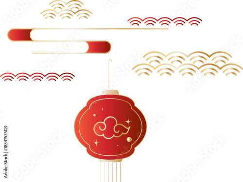 Chinese Cloud And Lantern Decorative Line