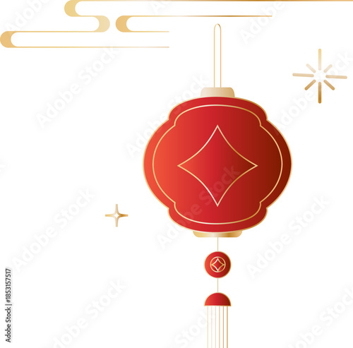 Chinese Cloud And Lantern Minimal Design