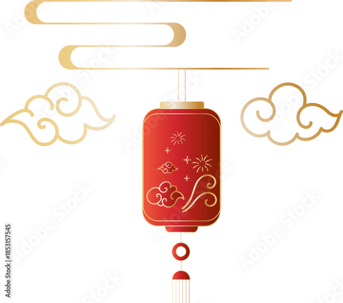 Chinese Lantern With Cloud Line Ornament