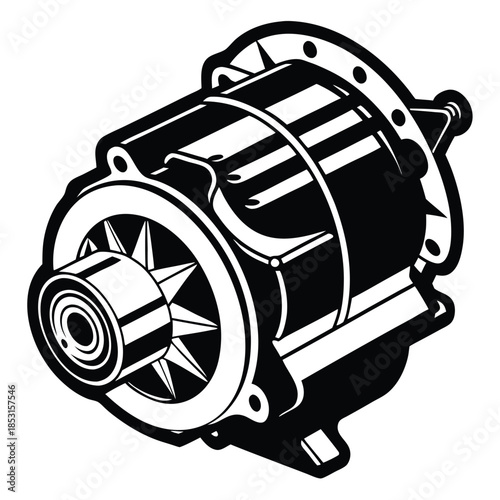 engine starter motor line art silhouette vector illustration