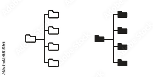 Folder tree icons. thin line and glyph vector icons pack on white background