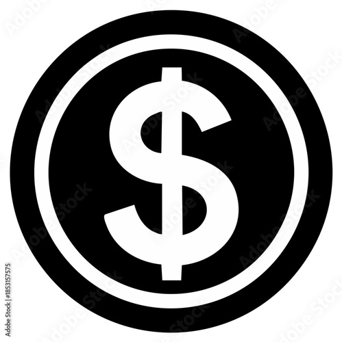 Simple flat dollar coin icon for finance business and economic concepts
