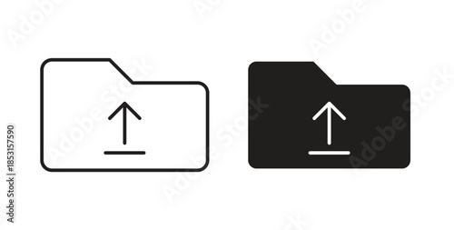 Folder upload icons. thin line and glyph vector icons pack on white background