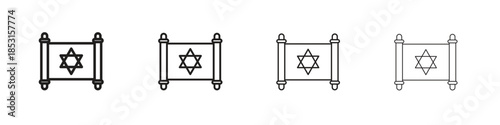 Torah icons, Set of linear icons. Black linear palm icons