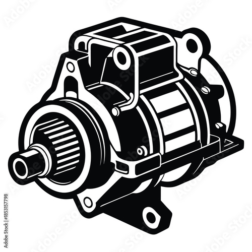 engine starter motor line art silhouette vector illustration