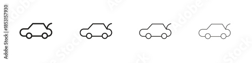Trunk open icons, Set of linear icons. Black linear palm icons