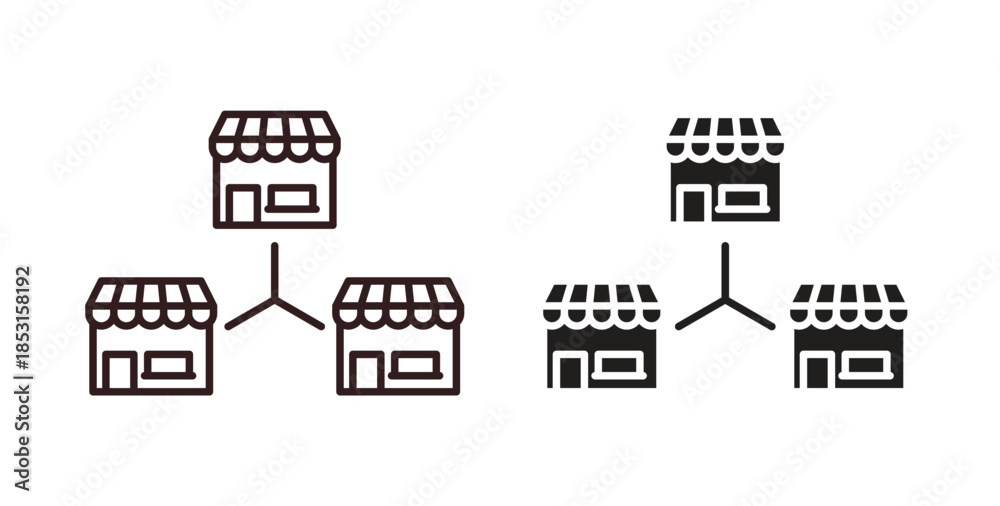 Obraz premium Franchise icons. thin line and glyph vector icons pack on white background