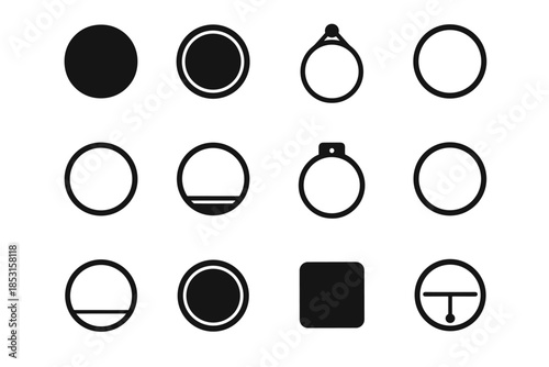 Vector mount modern slab arc cavity frame plate edge mirror contour icon