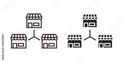 Franchise icons. thin line and glyph vector icons pack on white background