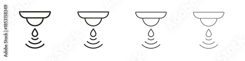 Water sensor icons, Set of linear icons. Black linear palm icons