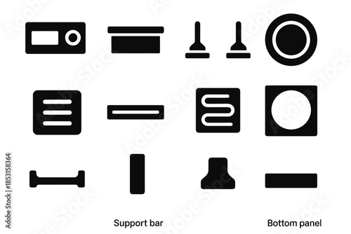 Compact vector vent ridge dryer bar arc contour ring electric icon icons