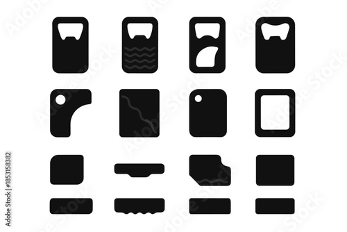 Stabilizer strip pad tile cavity icon rounded slab modern vector tool bar