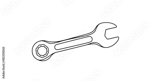 Open-ended wrench illustration suitable for mechanical repair and maintenance.