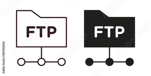 FTP icons. thin line and glyph vector icons pack on white background