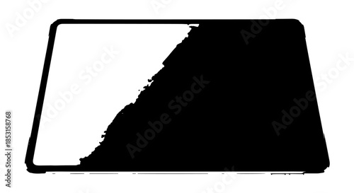 Abstract black and white geometric rectangle with diagonal split in a minimal design.