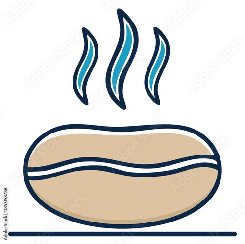 Simple vector illustration of a steaming hot roasted coffee bean icon