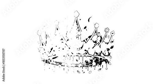 Elegant monochrome crown illustration featuring regal design, emblematic of royalty and nobility.