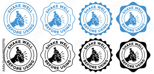 Shake Well Before Using Circular Stamp - Round Product Instruction Seal