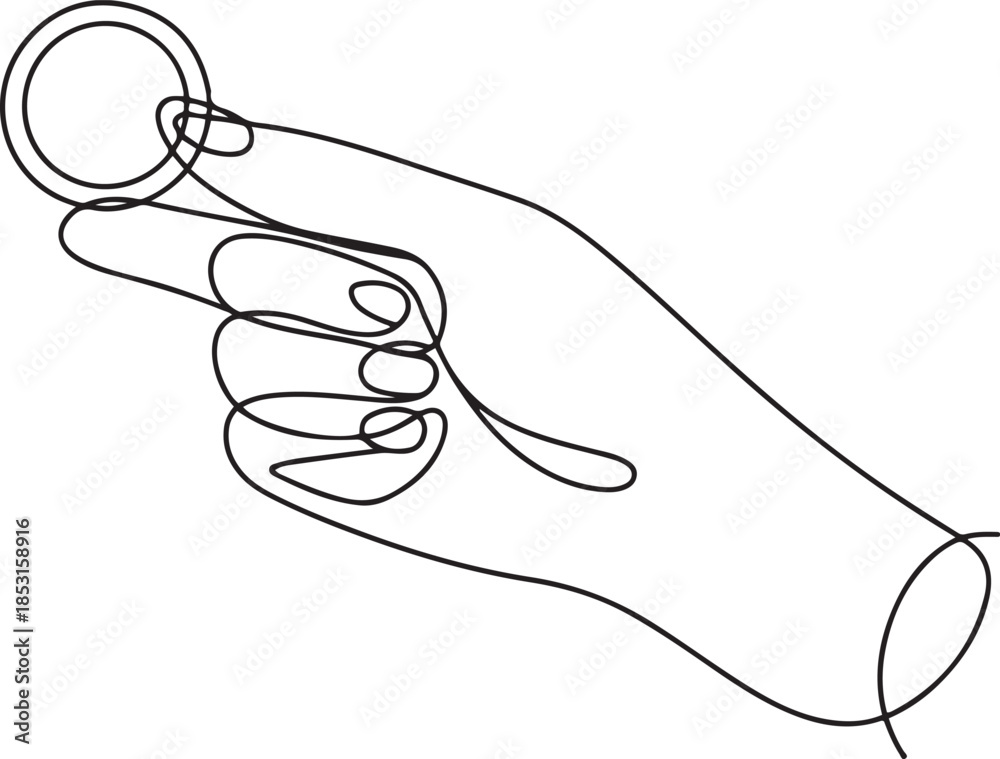 Obraz premium Hand holding coin continuous one line drawing.one line vector illustration with out background.