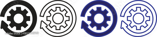 Rotating Gear Symbol with Circular Arrows Representing Recycle, Industrial Workflow, and Continuous Process Improvement in Engineering and Manufacturing