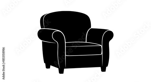 Black armchair silhouette highlighting modern interior design.