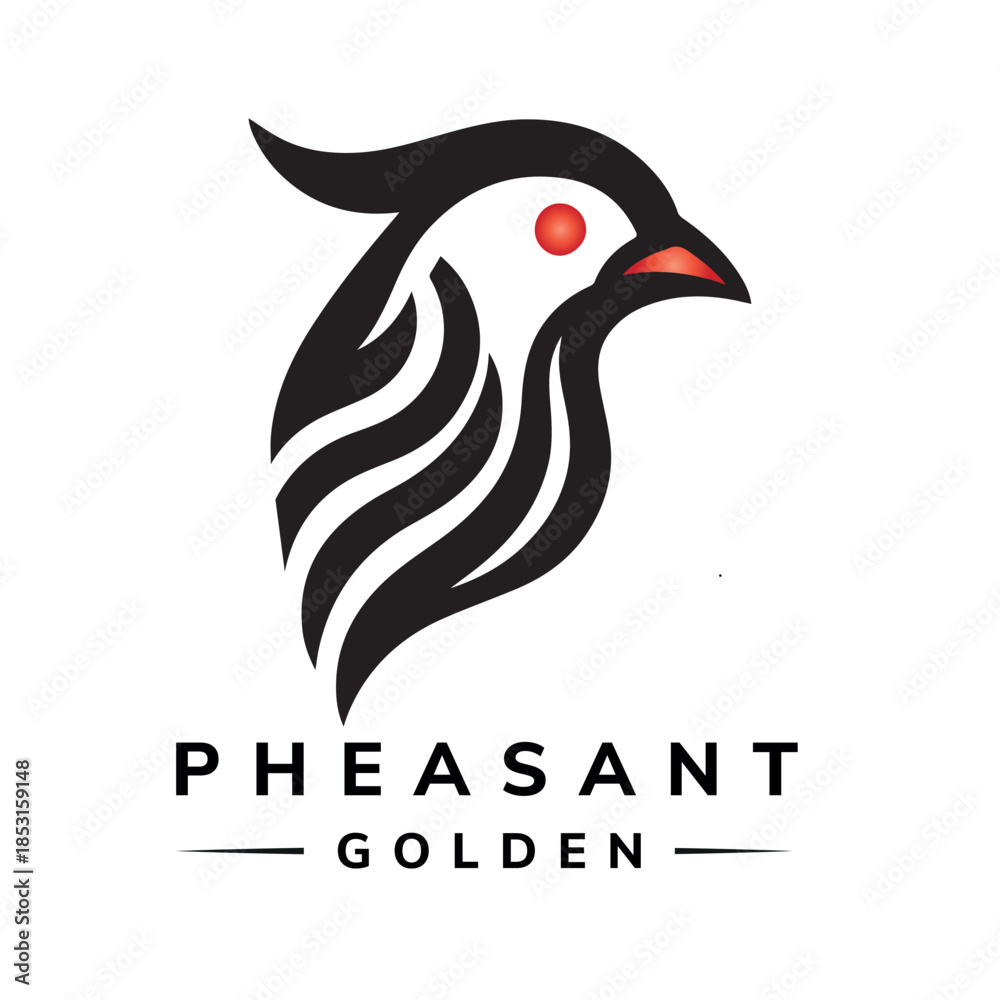 Fototapeta premium Gilded Pheasant Silhouette | Monochrome Bird Vector Illustration