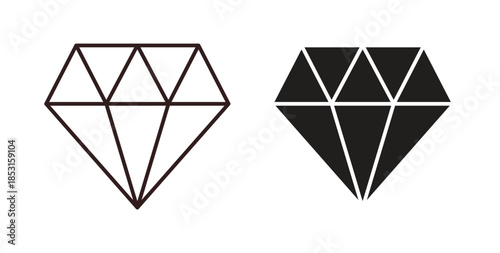 Gem icons. thin line and glyph vector icons pack on white background