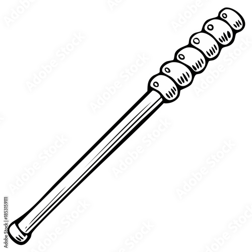 Isolated illustration of a ceremonial beaded staff, a vintage scepter used as a symbolic object.