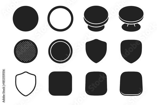 Vector icon center contour texture dashboard corner film magnetic circle flat ring