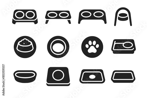 Pet guard bumper marker tray round meal food vector icon region