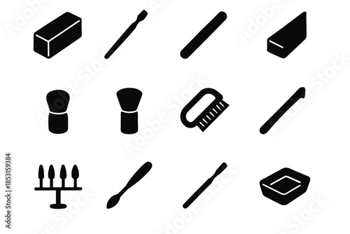 Silhouette icon vector block cleaner head file pusher tools nail mini icons
