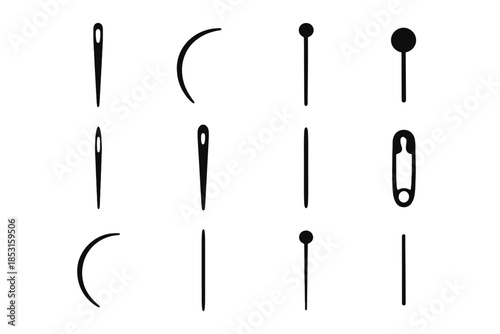 Needlework vector tile tool tapestry mini bar pin slim sewing icons tiny