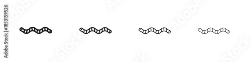 Worm icons, Set of linear icons. Black linear palm icons