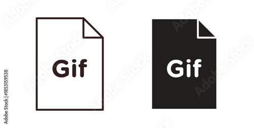 Gif icons. thin line and glyph vector icons pack on white background