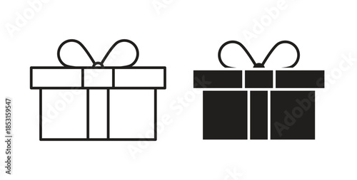 Gift icons. thin line and glyph vector icons pack on white background