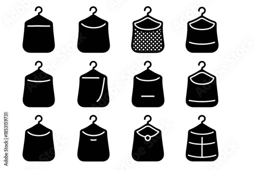 Laundry micro bar support hanging slab bag panel smooth vector strip icon