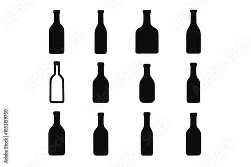 Icons panel narrow icon wine slim tile piece slab vector shape silhouette