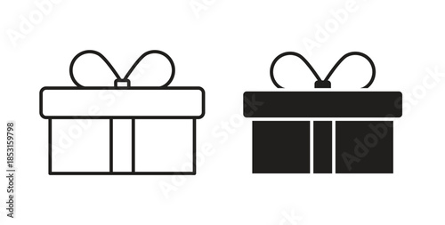Gift icons. thin line and glyph vector icons pack on white background