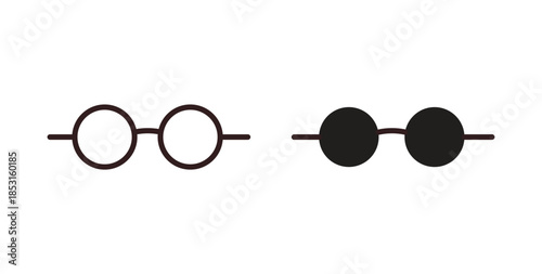 Glasses icons. thin line and glyph vector icons pack on white background