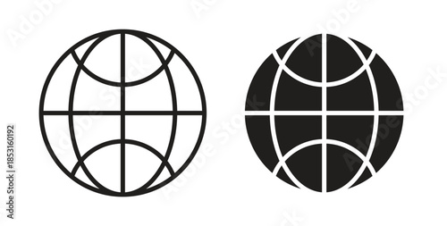 Globe icons. thin line and glyph vector icons pack on white background