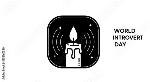 Minimal candle icon with text celebrating World Introvert Day observance.