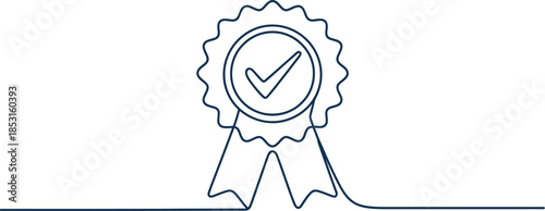 Quality assurance award with a checkmark inside a circle Vector, illustration
