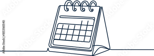Continuous line drawing of a desk calendar icon for time management and planning Vector, illustration