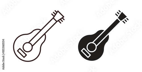 Guitar icons. thin line and glyph vector icons pack on white background