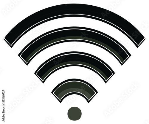Modern Black and White Wi-Fi Signal Icon Abstract Arcs Communication Concept