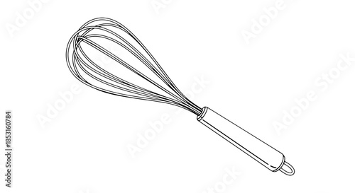 Wire whisk kitchen utensil isolated on white background.